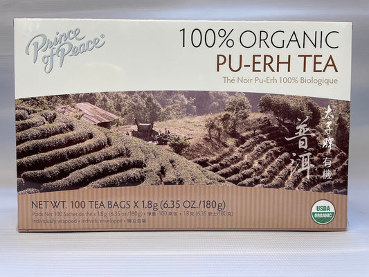 Prince of Peace 100% ORGANIC PU-ERH TEA 太子牌有机普洱茶 (100 Tea Bags)