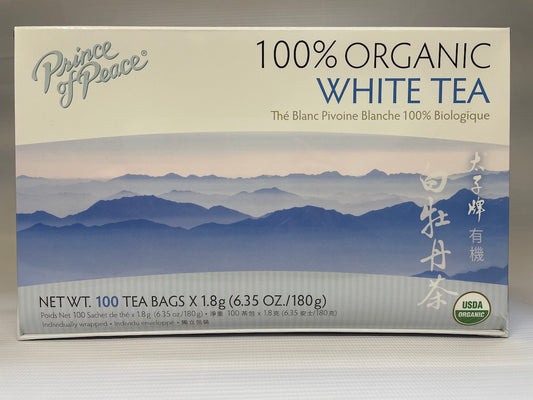 Prince of Peace 100% ORGANIC WHITE TEA 太子牌有机白牡丹茶 (100 Tea Bags)