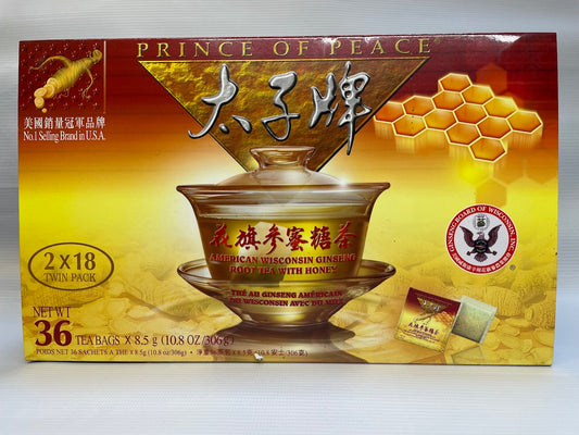 American Ginseng Root Tea With Honey 美国原枝花旗蜜糖茶包 (2 boxes X 18 Tea Bags)
