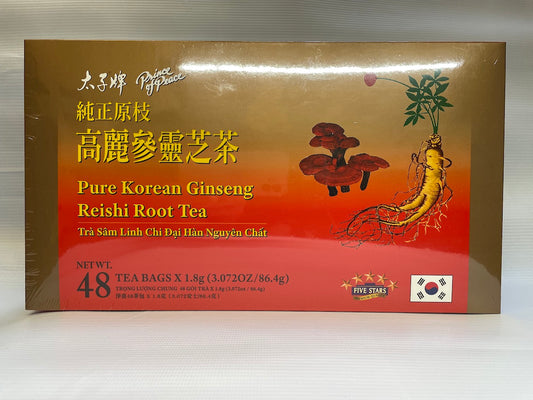 Pure Korean Ginseng Reishi Root Tea 纯正原枝高丽参灵芝茶 (48 Tea Bags)