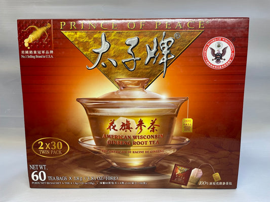 Prince of Peace American Ginseng Root Tea 美国花旗茶包 (2 boxes X 30 Tea Bags)